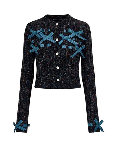 Ribbon Ribbed Knit Top + Ribbon Knit Hat + Knit Flowers