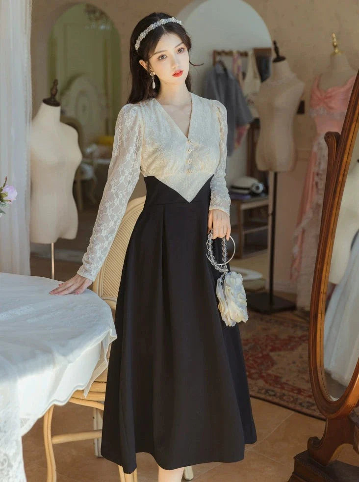 Schickes Retro-Kunststückkleid Zwei elegante