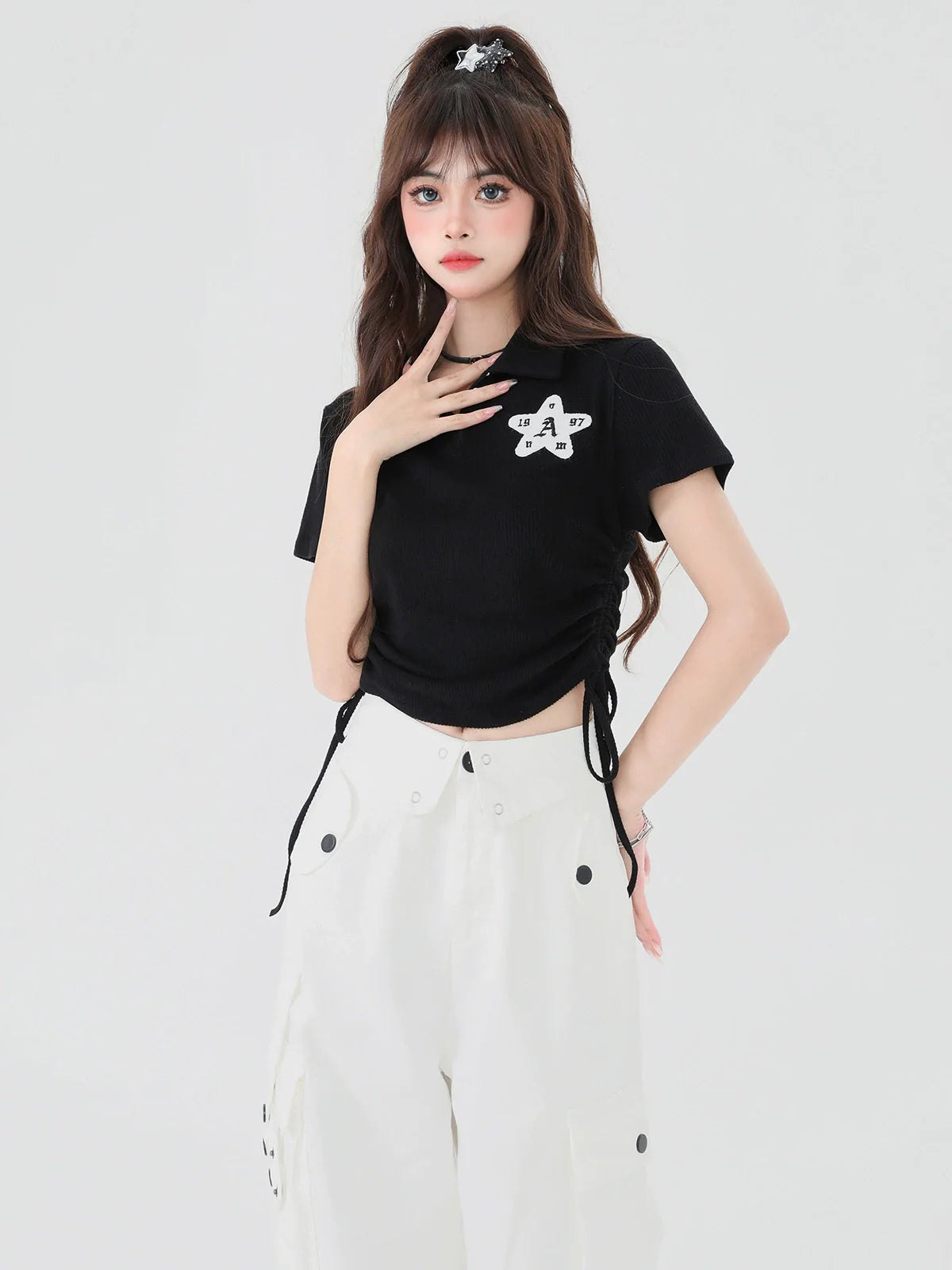 レースアップボタントップウエスト