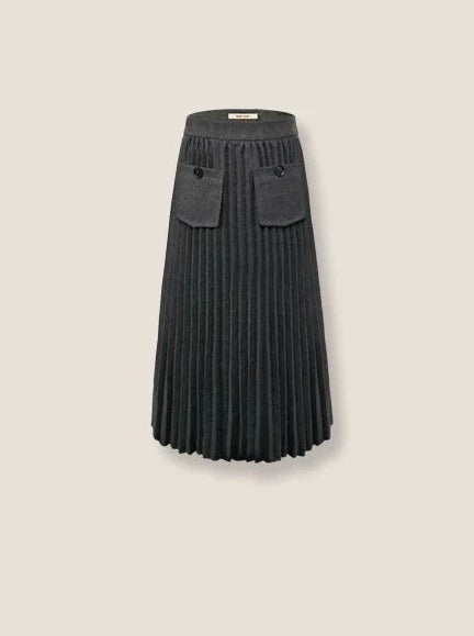 Grauer College-Langer Rock Best Bethi Barka Plissee