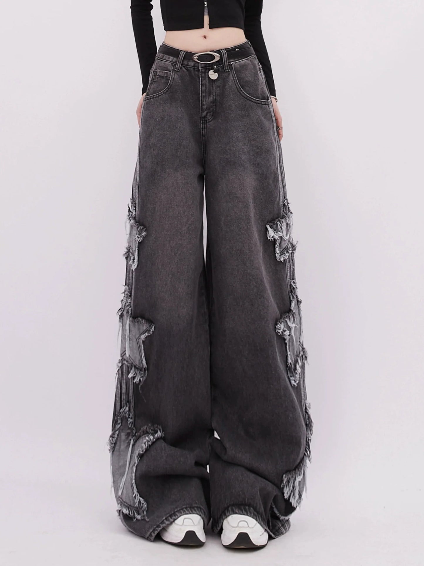 Side Denim Star With Sesign Wide Pants