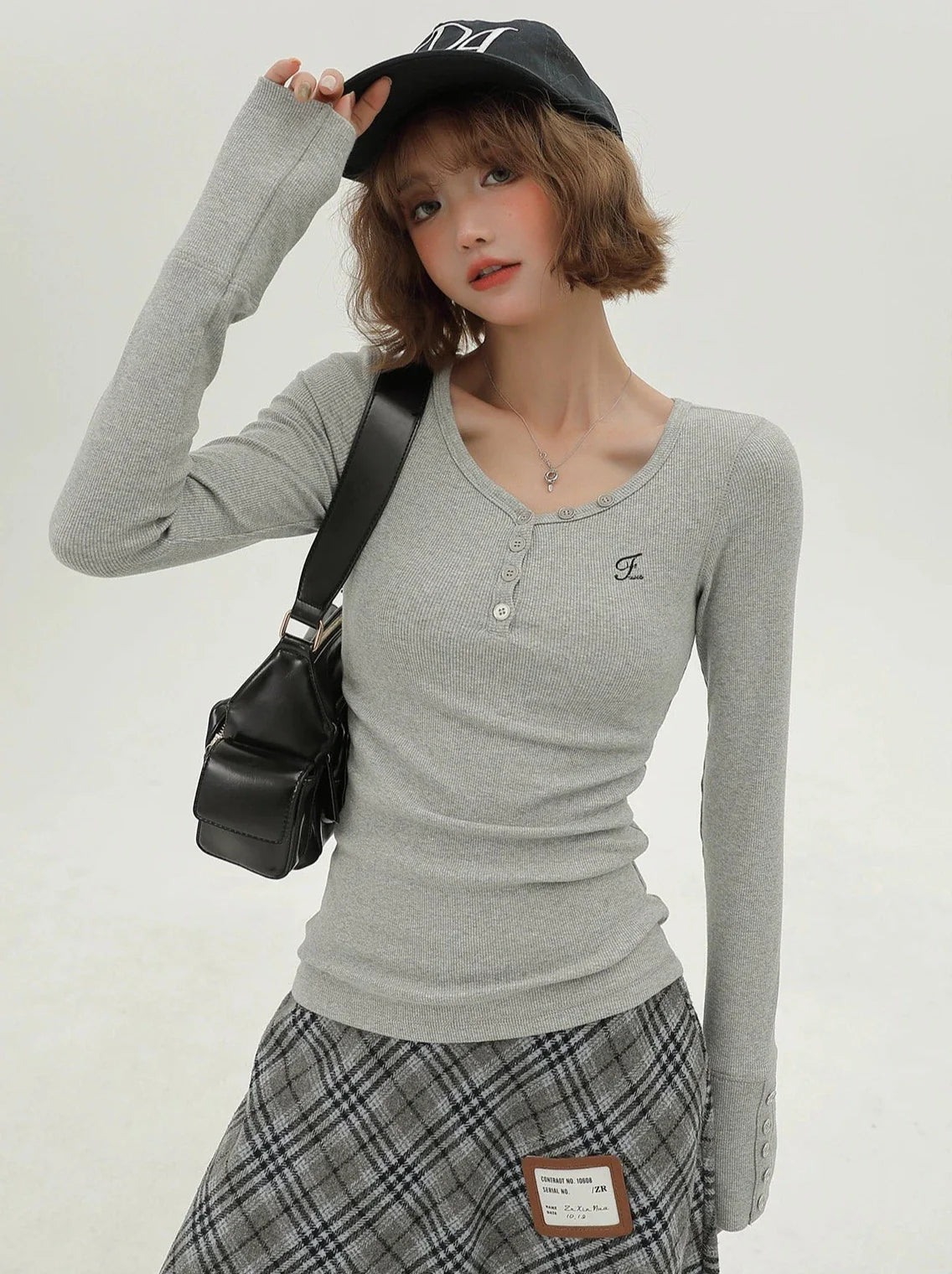 V-Ausschnitt Retro T American Long