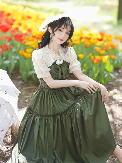 グリーンダークレトロドレス