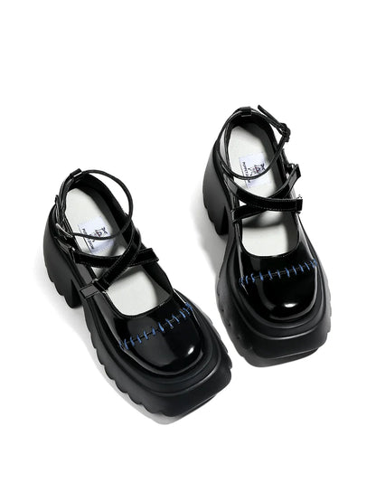 Cross Shoes Stitched Leather