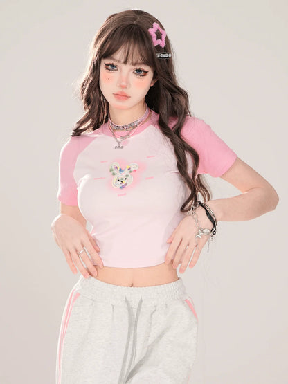 バニーショートラグランキュートTシャツ