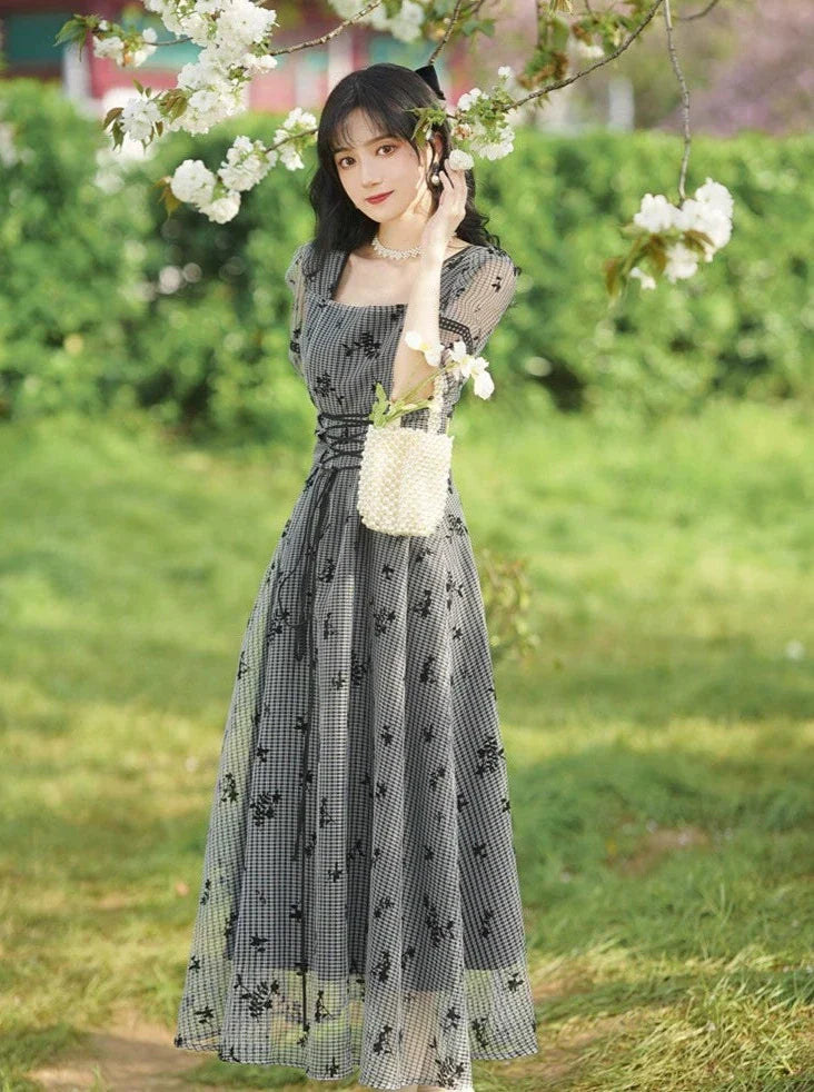 Dress Retro Sheer Flower