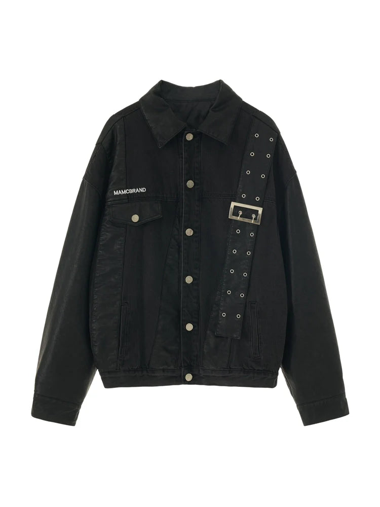 デニムニッチレザーストラップジャケット