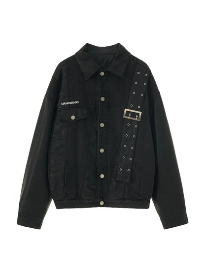 デニムニッチレザーストラップジャケット