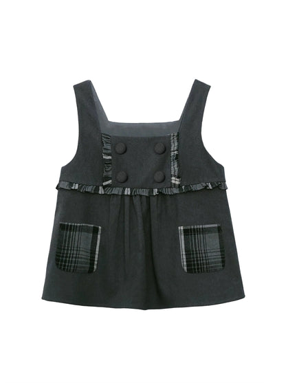 リボンチェックカレッジ+スタイルベストホワイトスーツスカートフリルオリジナルフリルシャツフリル