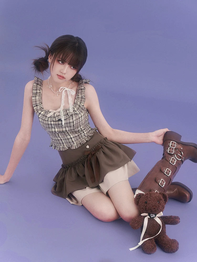 Ribbon Camisole Girly Check