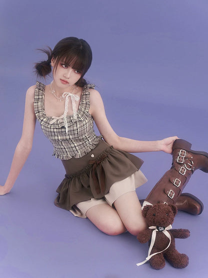 Ribbon Camisole Girly Check