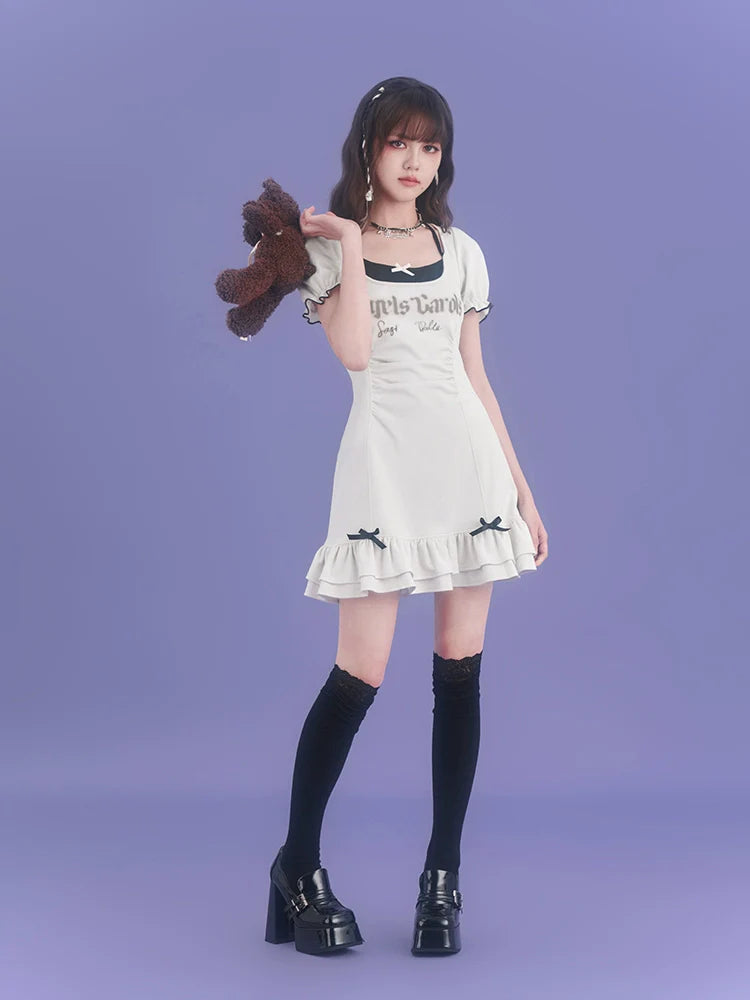 リボンダークロゴドレス