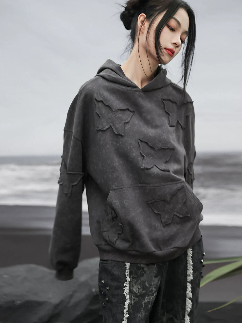 Schmetterling Kapuzenpullover mit lockerem Modus