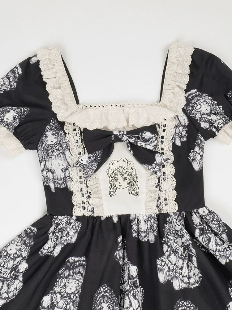 ドレスセット ナイト刺繍人形プリント