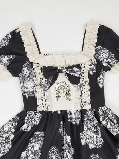 ドレスセット ナイト刺繍人形プリント