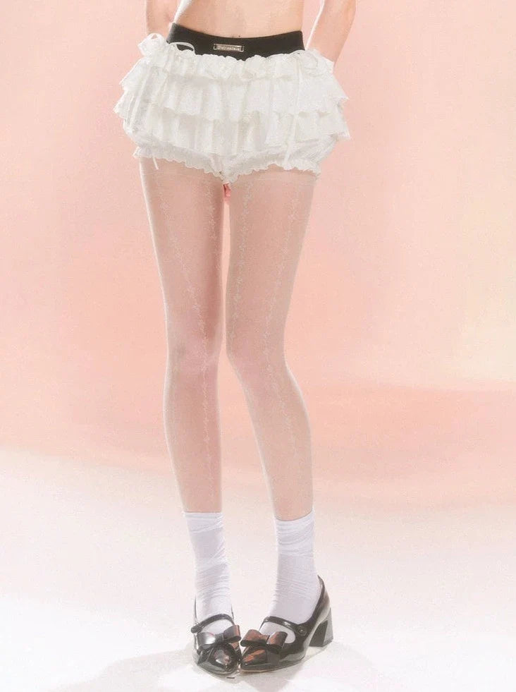 Pants Lace Tiered Flared Skirt