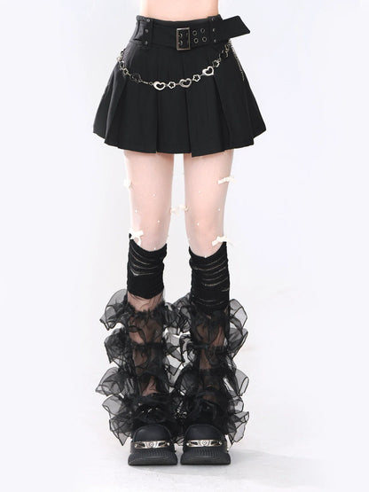 スカートデザインベルトハートチェーンダーク