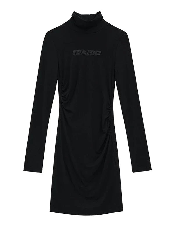 Logo High Tight Neck Dress
