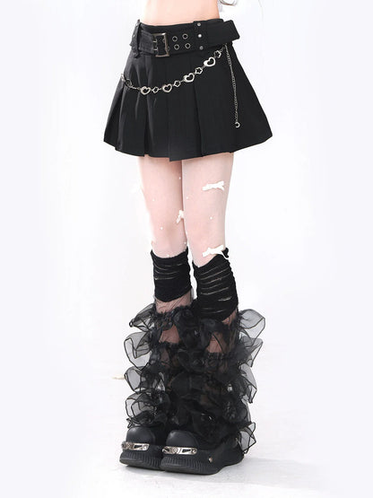 スカートデザインベルトハートチェーンダーク