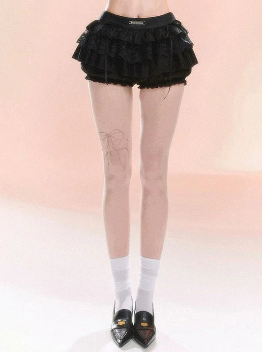 Pants Lace Tiered Flared Skirt