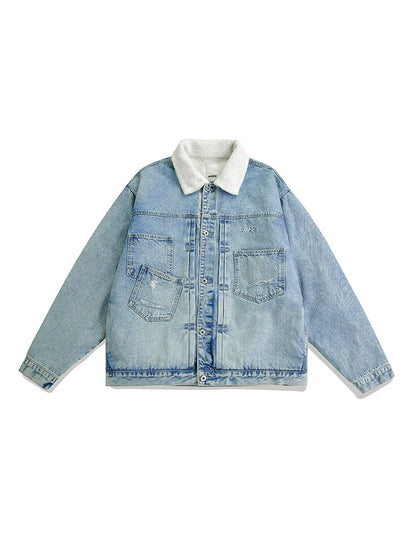 シェルパジャケット デニム ブルー ライト