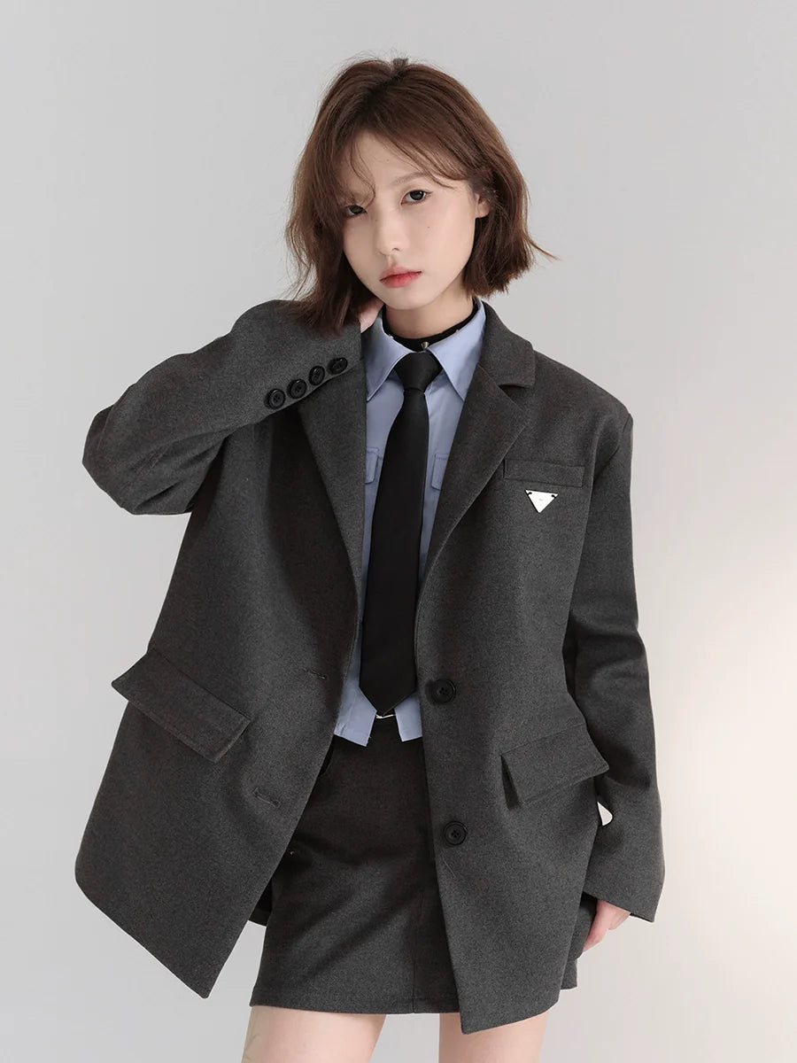 ゆったりカジュアルジャケットワンポイント