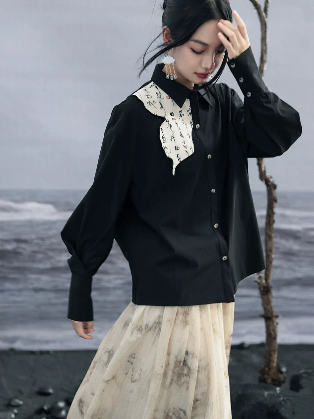 Sleeve China Design New Shirt Volume Niche Printed