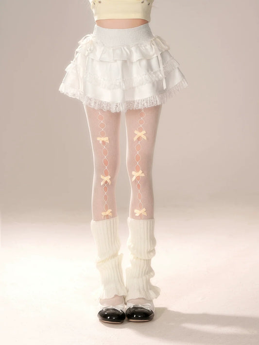 White Cake Skirt Tiered Frilled