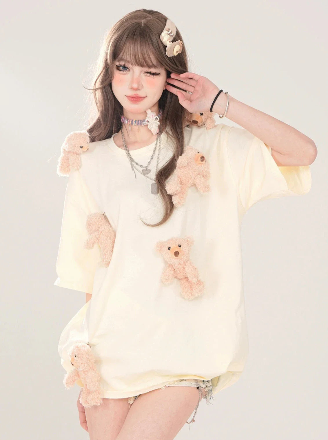 ニッチベアのゆったりキュートTシャツ