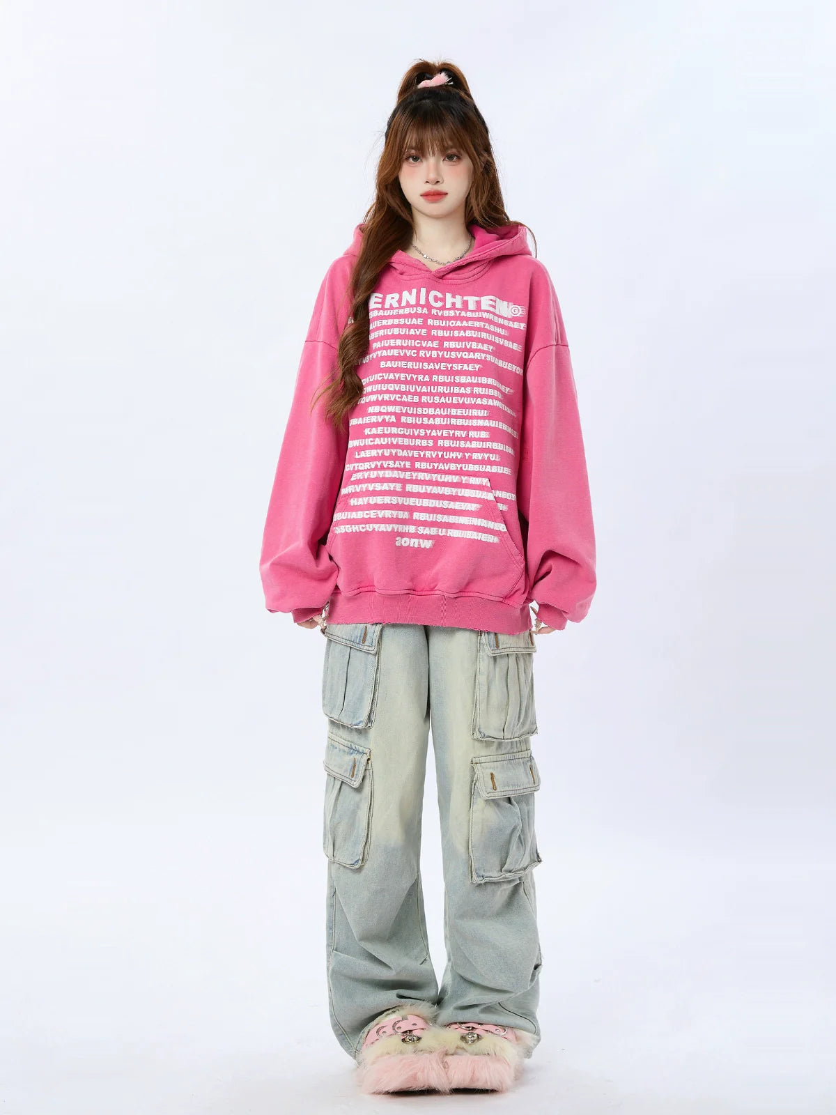 Letter American Retro Hoodie Print