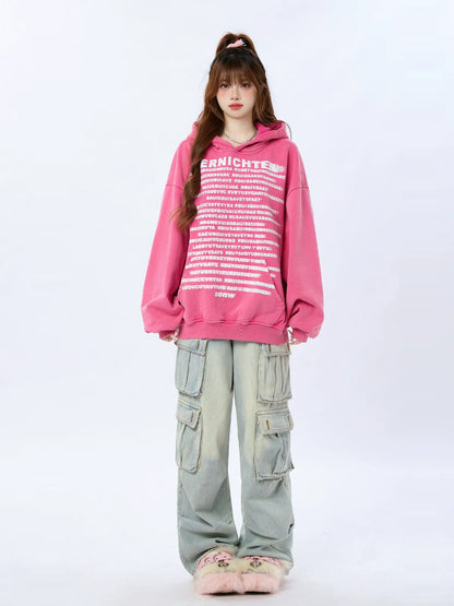 Letter American Retro Hoodie Print