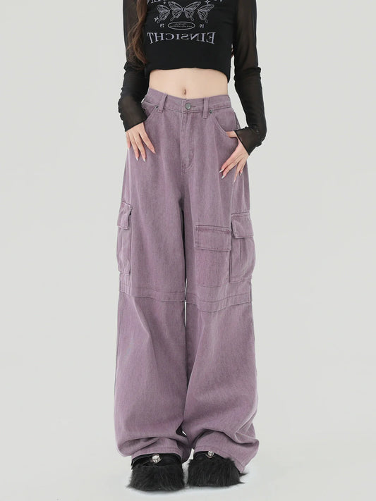 Purple American Cargo Denim Pants Retro