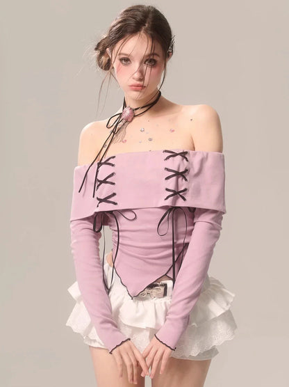 Trägertop Band Schulterfrei Rüschen High-End