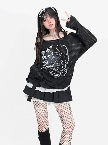 Print Off-the-shoulder Top Rabbit