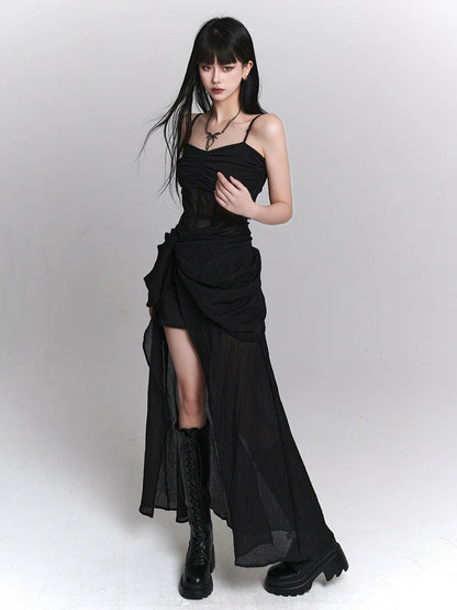 女の子のゴーストの小さなパーティーの黒いドレスの夏