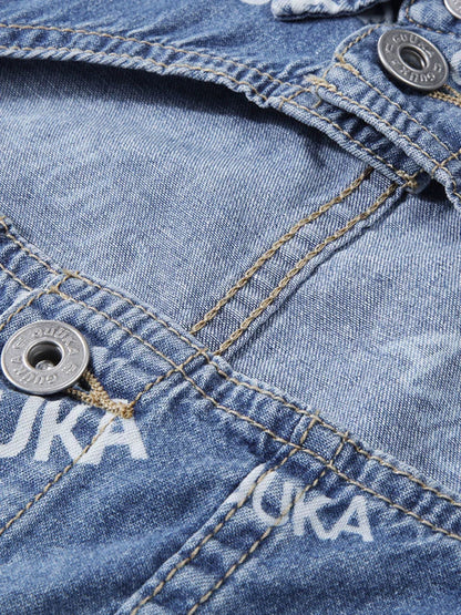 Kurzes Jeans-Poloshirt mit Logo