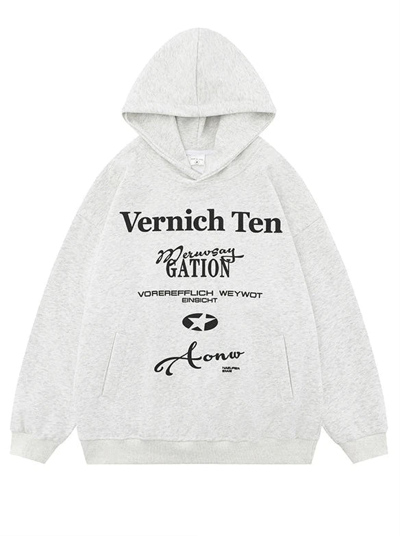 Kapuzenpullover mit amerikanischem Retro-Print und Buchstaben