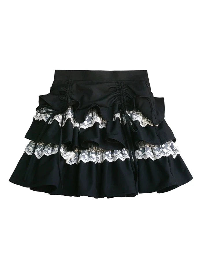 Rock, Oberteil, Ärmel, Rüschen + Puff Cake Bluse