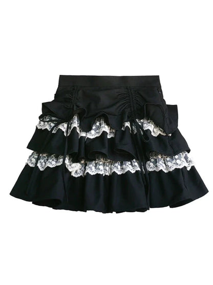 Rock, Oberteil, Ärmel, Rüschen + Puff Cake Bluse