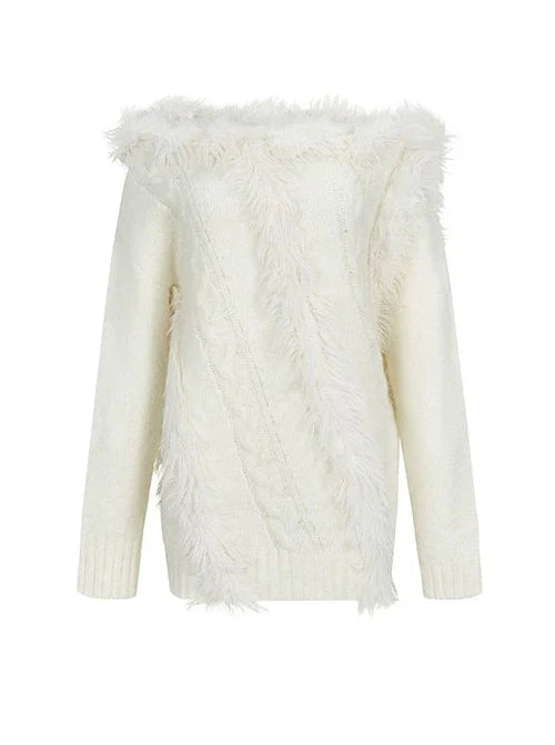 ワンショルダーニットケーブル+ケーブルカーディガン