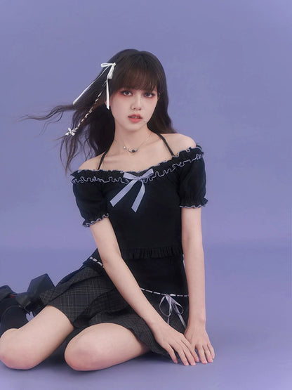 Little Ribbon Top Lila Rüschen