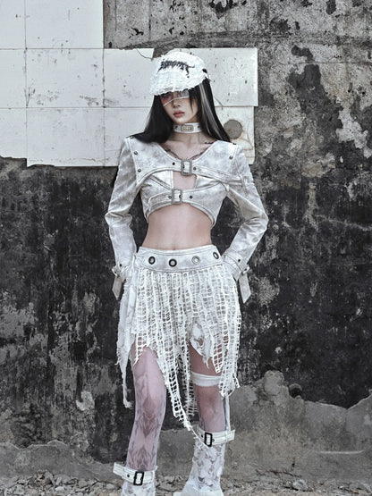 White Asymmetrical Jellyfish Pure Skirt