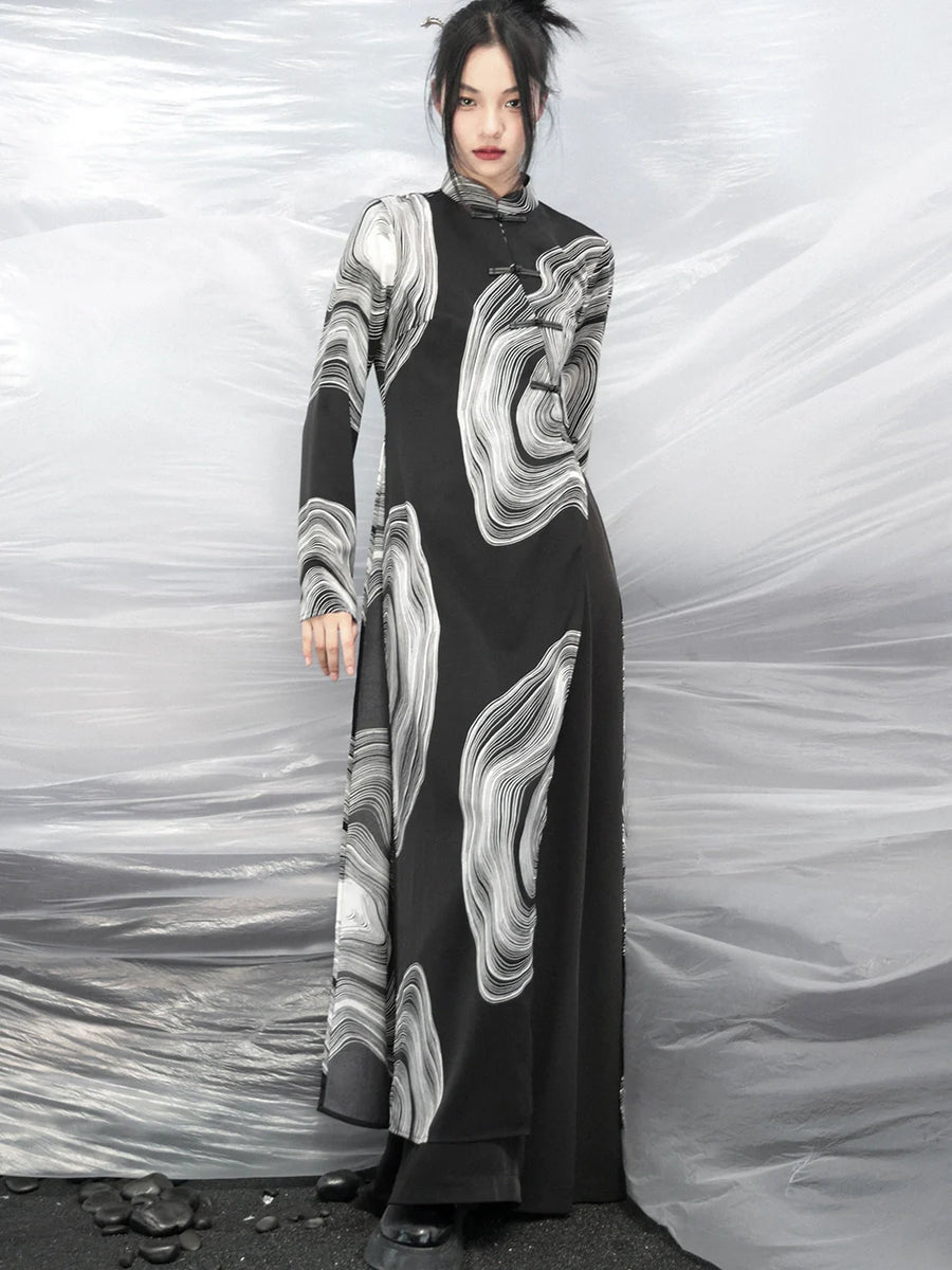Robe longue en marbre mode sombre