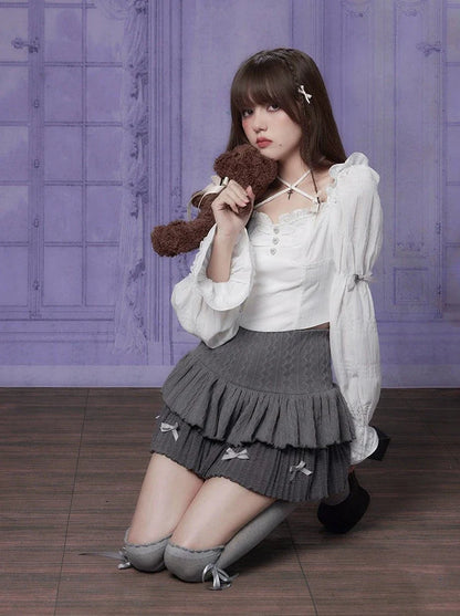 French Girl-Fighting Square Pure Bluse Weiß