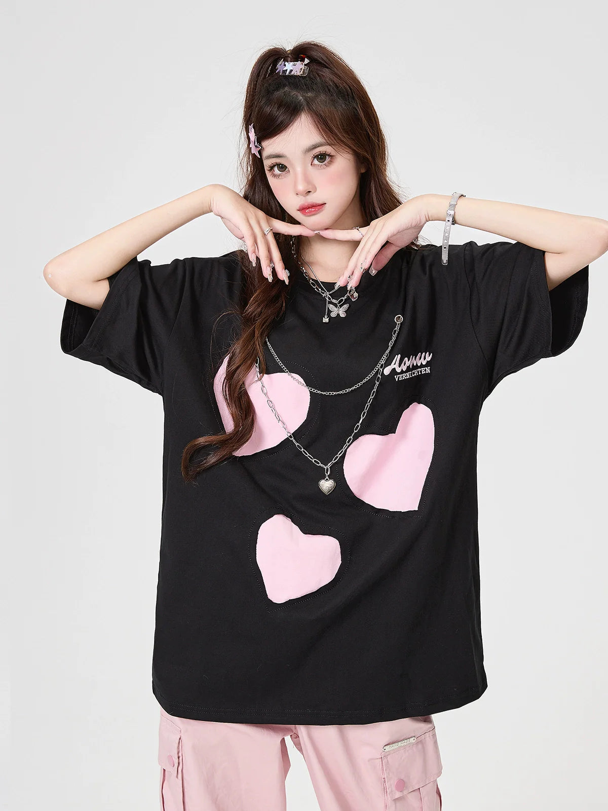 オーバーサイズTシャツ ルーズチェーンラブ