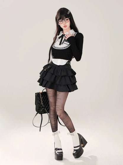 Shirt College French Open Neck Top