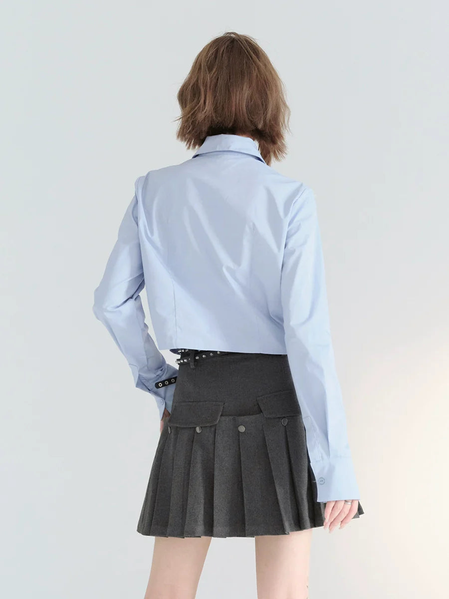 Pleated Wool Skirt College