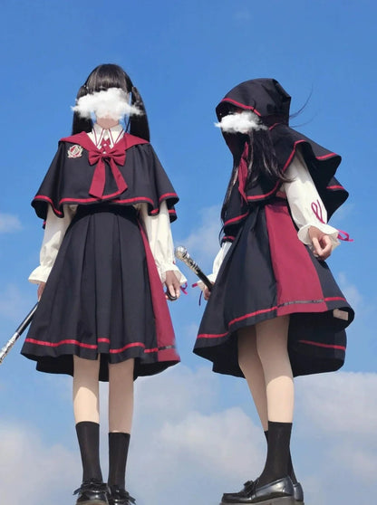 Shirt Cloak Skirt Magic Pleated Black