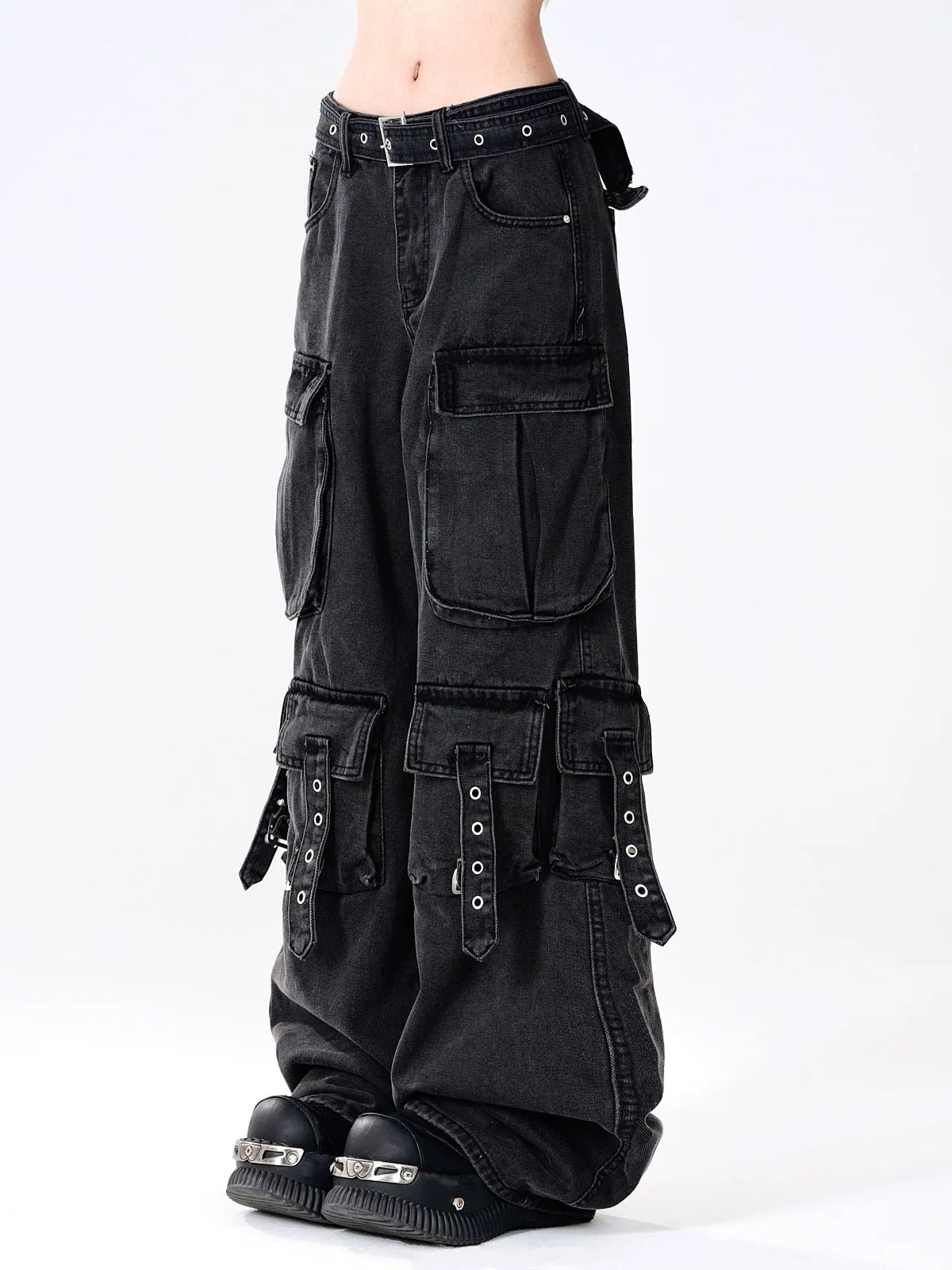 Denim Cargo Dark Pants Cool Black Knight