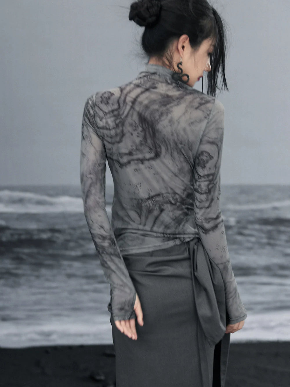 Retro dunkles transparentes Oberteil